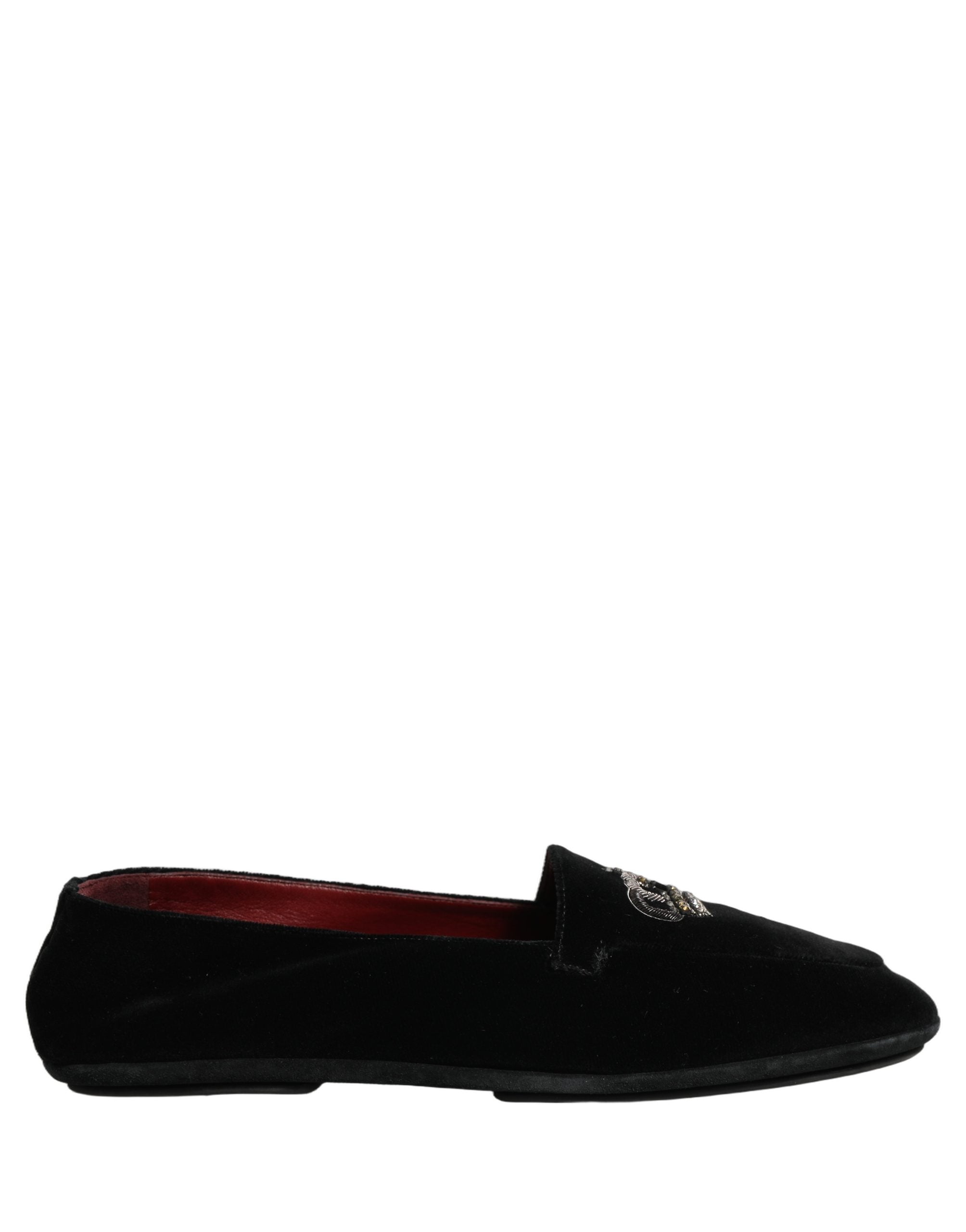 Chaussures derbies Dolce & Gabbana noires avec couronne ornée, en cuir élégant, style sophistiqué et détails brillants.