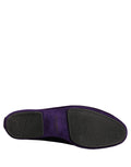 Chaussures homme Dolce & Gabbana Violet Velvet Slip-On, mocassins plats en velours violet, élégants et confortables.