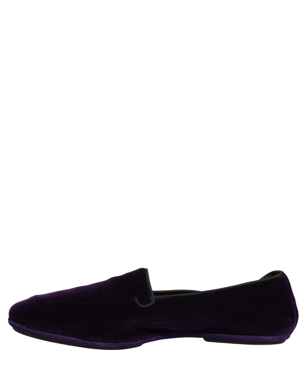 Chaussures Dolce & Gabbana Violet Velvet pour hommes, mocassins slip-on élégants en velours violet, vues de l'avant