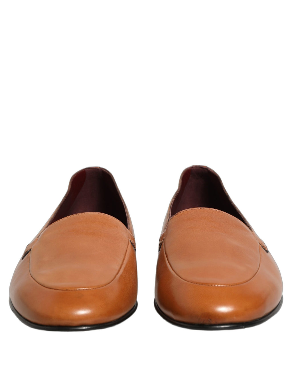 Chaussures mocassins en cuir marron Dolce & Gabbana pour homme avec logo, sans lacets, style slip-on élégant.