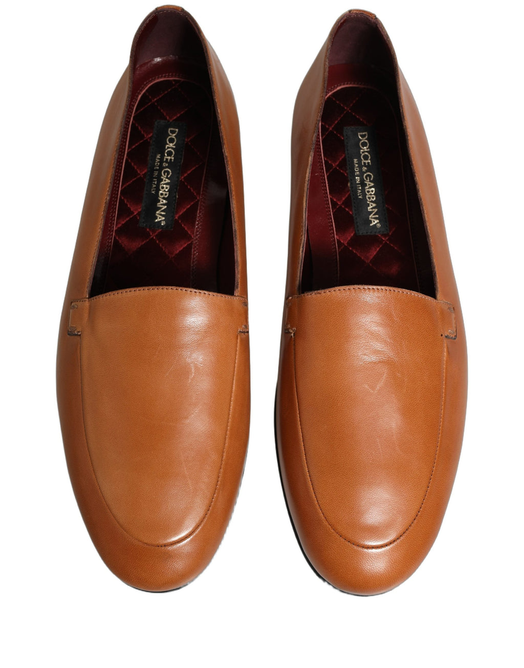 Chaussures mocassins en cuir marron avec logo Dolce & Gabbana pour homme, slip-on élégant et confortable.
