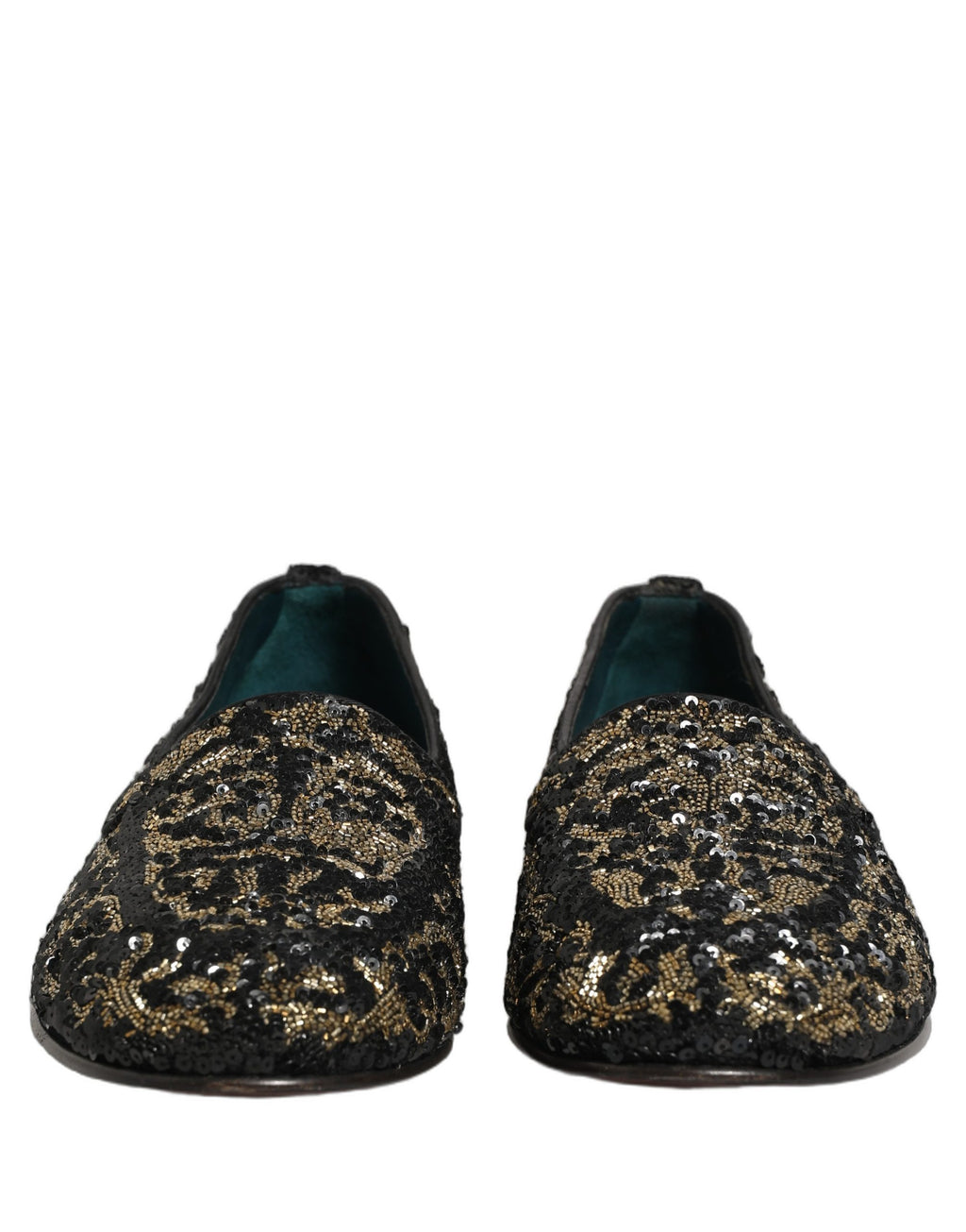 Chaussures mocassins Dolce & Gabbana noires et orné de détails brillants, style élégant et sophistiqué.