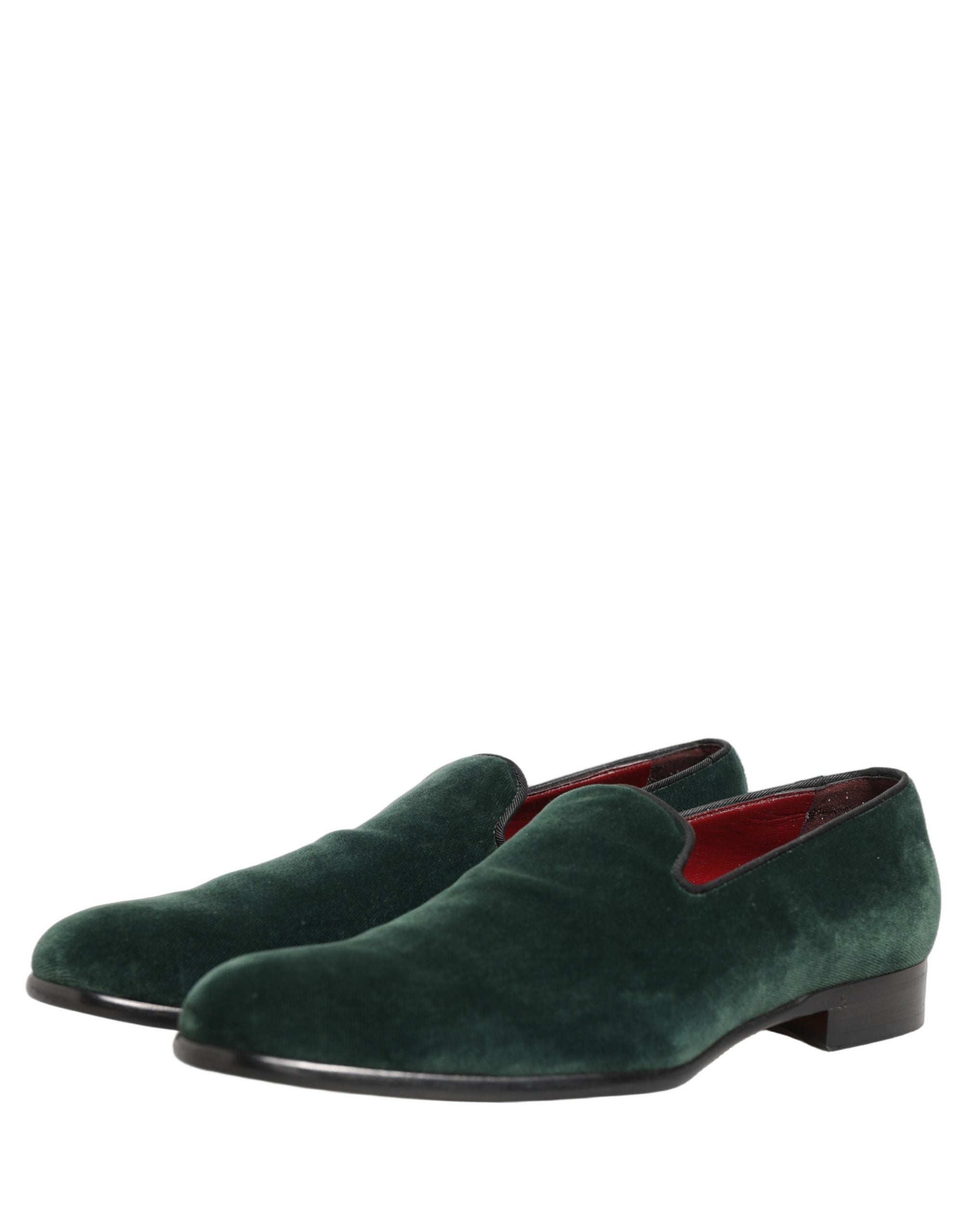 Chaussures hommes Dolce & Gabbana mocassins en daim vert, chaussures formelles à enfiler, élégantes et confortables.
