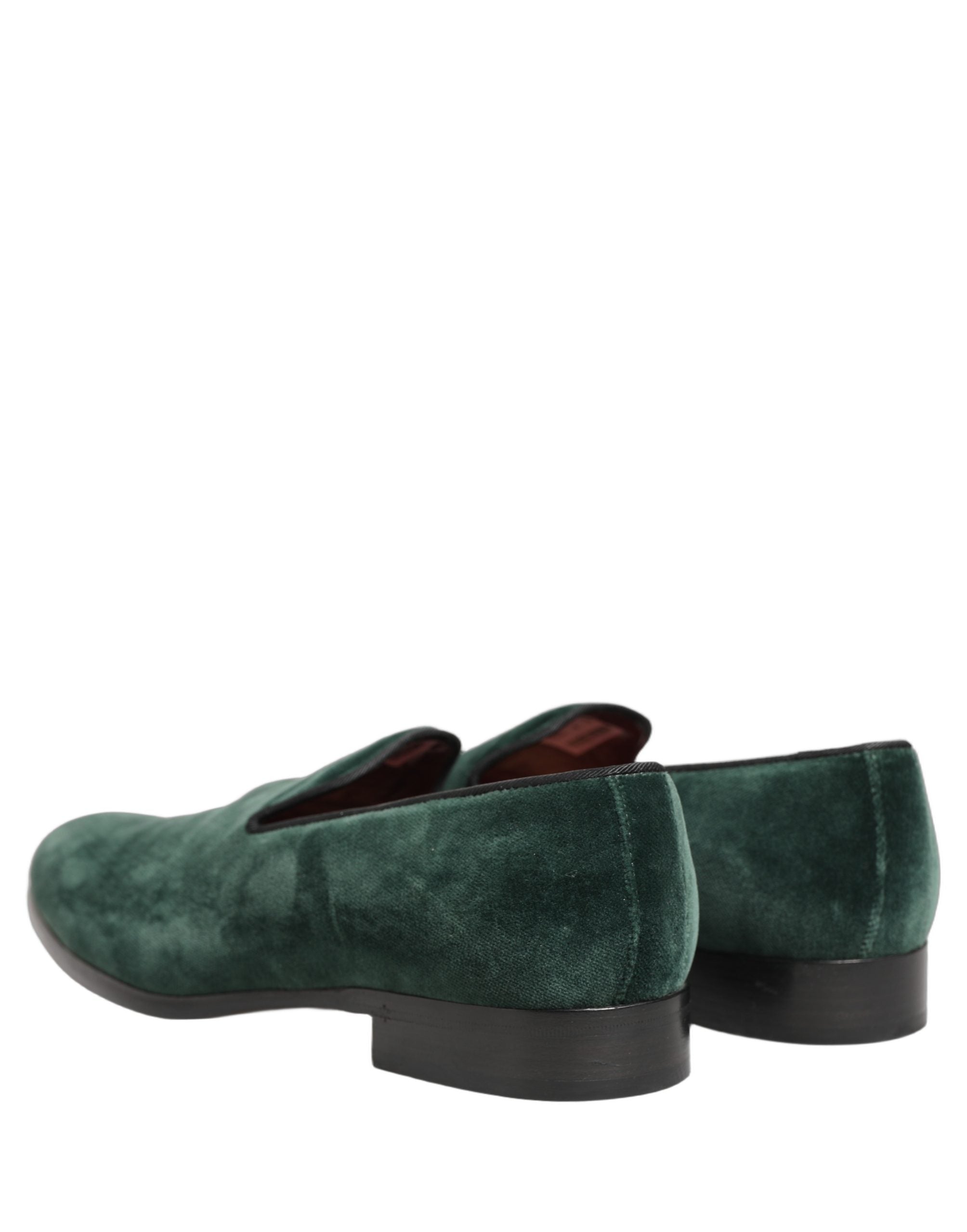 Chaussures mocassins formels en daim vert pour homme Dolce & Gabbana, slip-on élégants et confortables.
