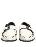 Chaussures formelles blanches Dolce & Gabbana à clous et boucle monk strap, élégantes et sophistiquées pour occasions spéciales.