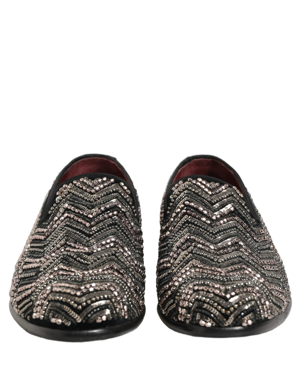 Chaussures mocassins Dolce & Gabbana en velours noir avec embellissements floraux, élégantes et sophistiquées.
