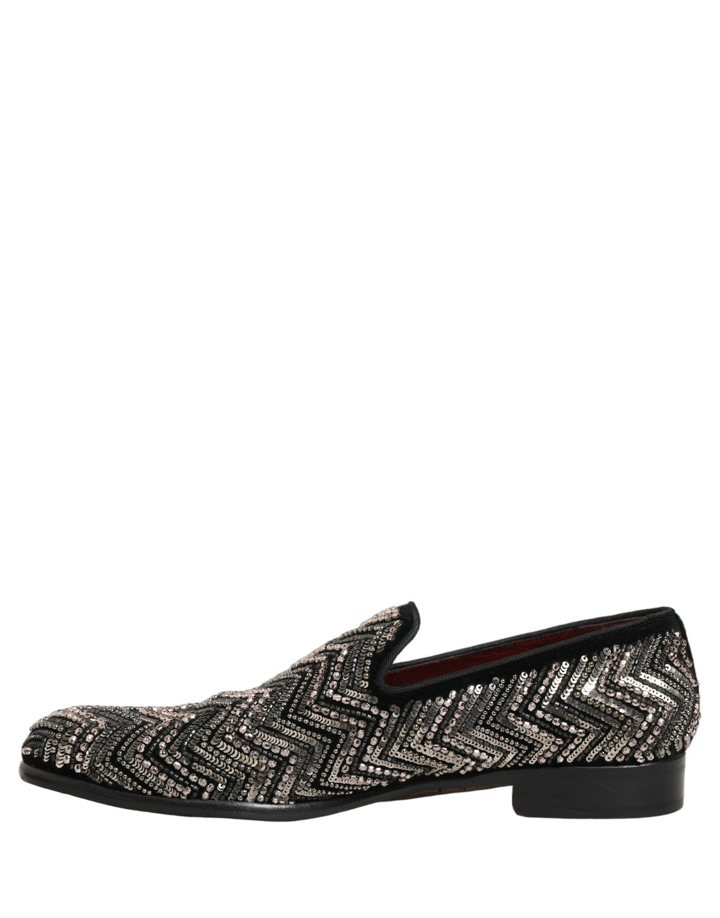 Chaussures mocassins Dolce & Gabbana en velours noir avec embellissements floraux, élégantes et sophistiquées.