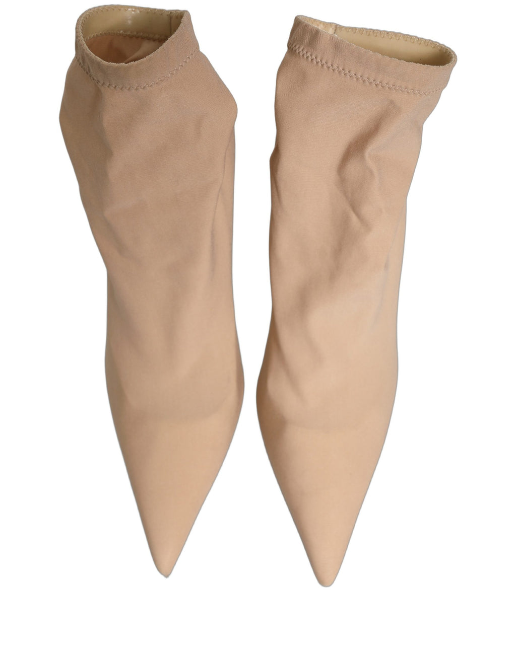 Chaussures Dolce & Gabbana beige à talons et chaussettes extensibles pour ankle boots, vue de face.