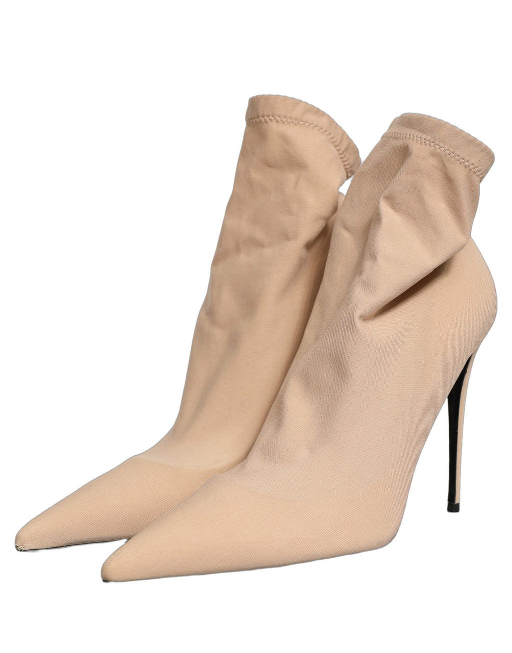 Chaussures Dolce & Gabbana beige à talons, bottines à chaussettes extensibles pour la cheville, élégantes et tendance.