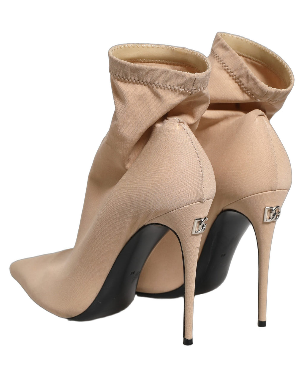 Chaussures à talons Dolce & Gabbana beige, bottines à chaussettes extensibles pour la cheville, élégantes et sophistiquées.
