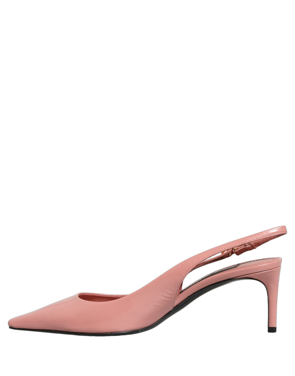 Chaussures à talons moyens en cuir rose Dolce & Gabbana, sandales à talons avec bride à l’arrière et design élégant.