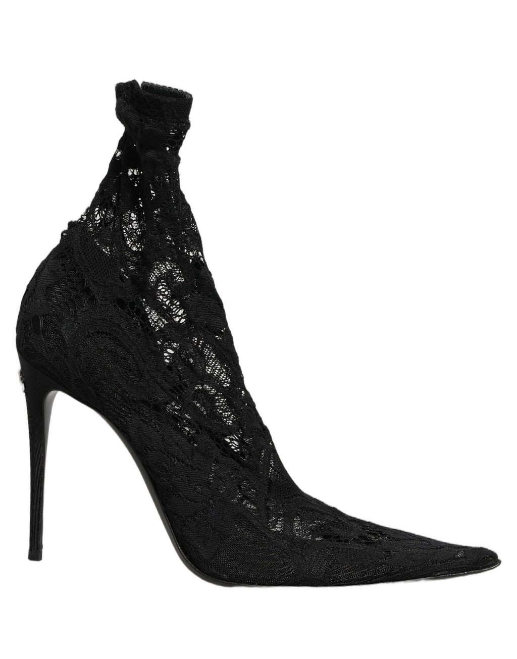 Chaussettes noires Dolce & Gabbana avec détails en dentelle, assorties à des bottines ou chaussures Taormina élégantes.