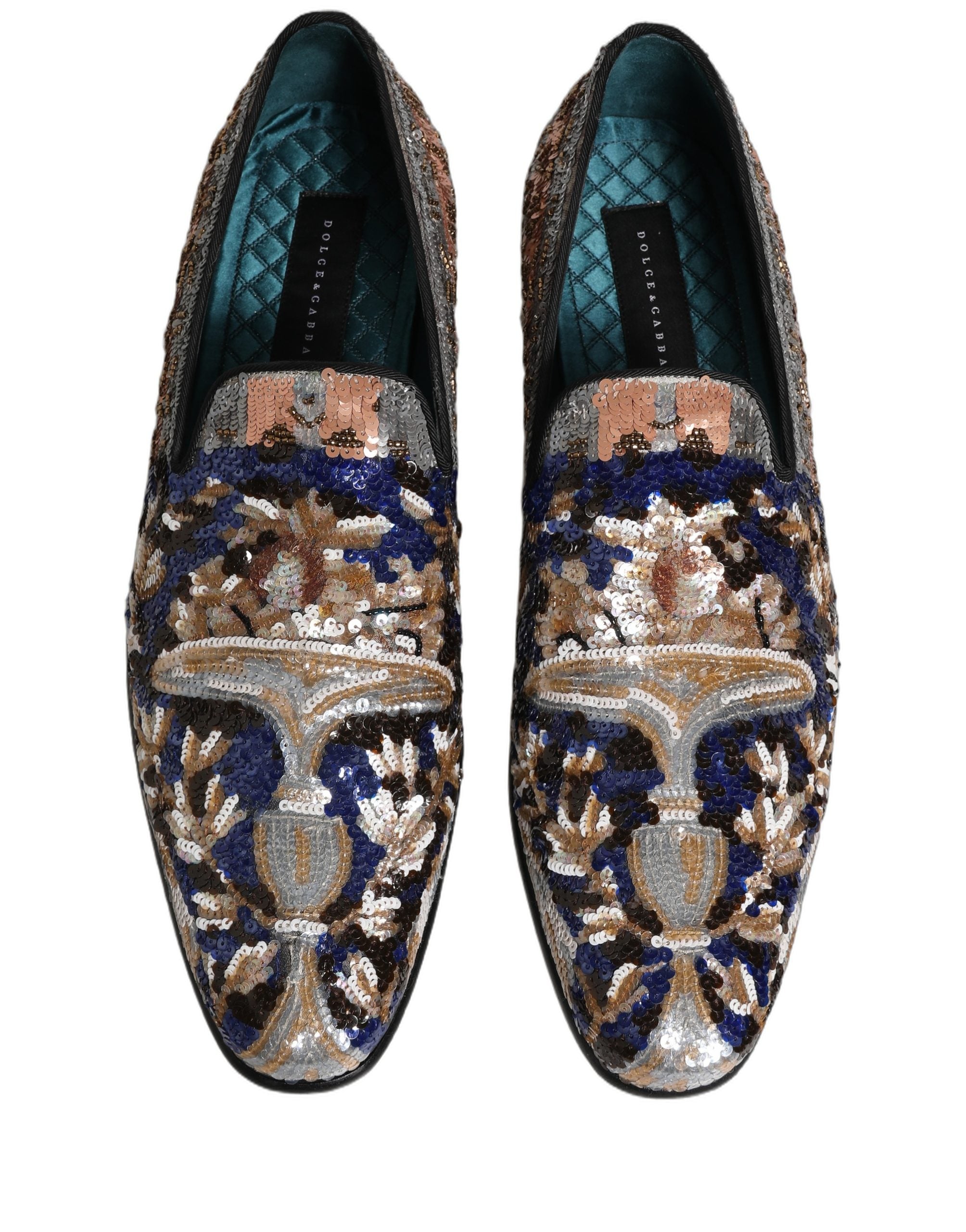 Chaussures mocassins Dolce & Gabbana à sequins brodés multicolores, style élégant et coloré pour femmes