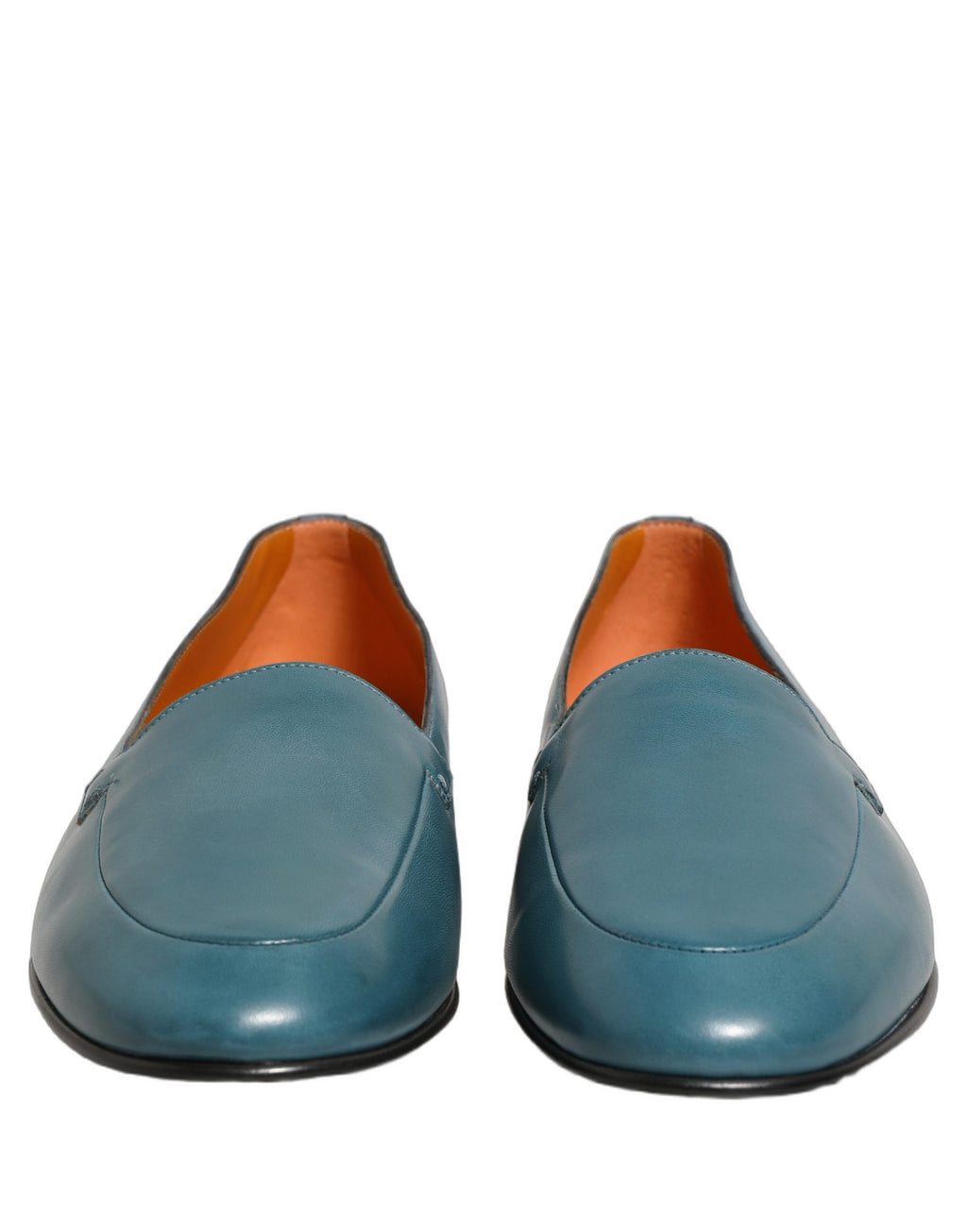 Chaussures mocassins en cuir bleu Dolce & Gabbana pour hommes, logo visible, slip-on élégants et confortables.