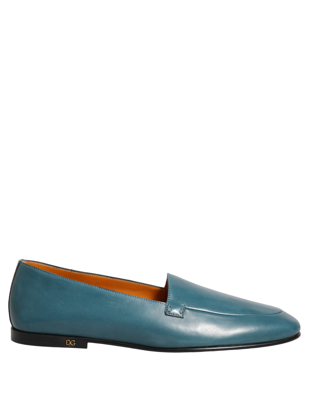 Chaussures mocassins pour homme Dolce & Gabbana en cuir bleu avec logo, slip-on élégants et confortables.