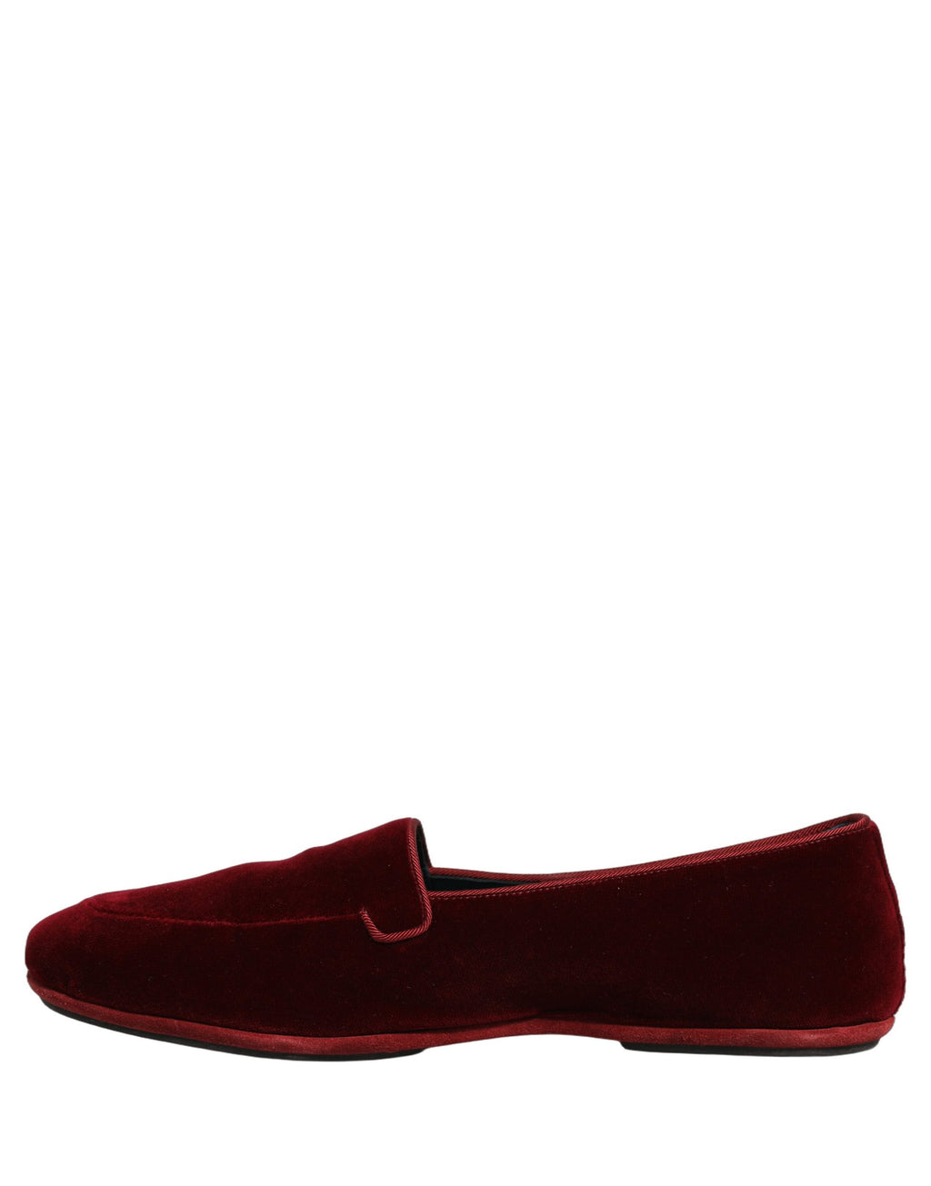 Chaussures mocassins homme en velours bordeaux Dolce & Gabbana, style slip-on élégant et confortable.