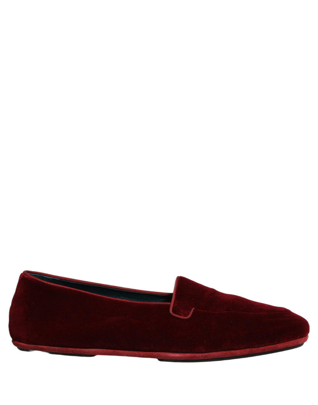 Mocassins en velours bordeaux Dolce & Gabbana pour hommes, chaussons slip-on élégants avec semelle en caoutchouc.