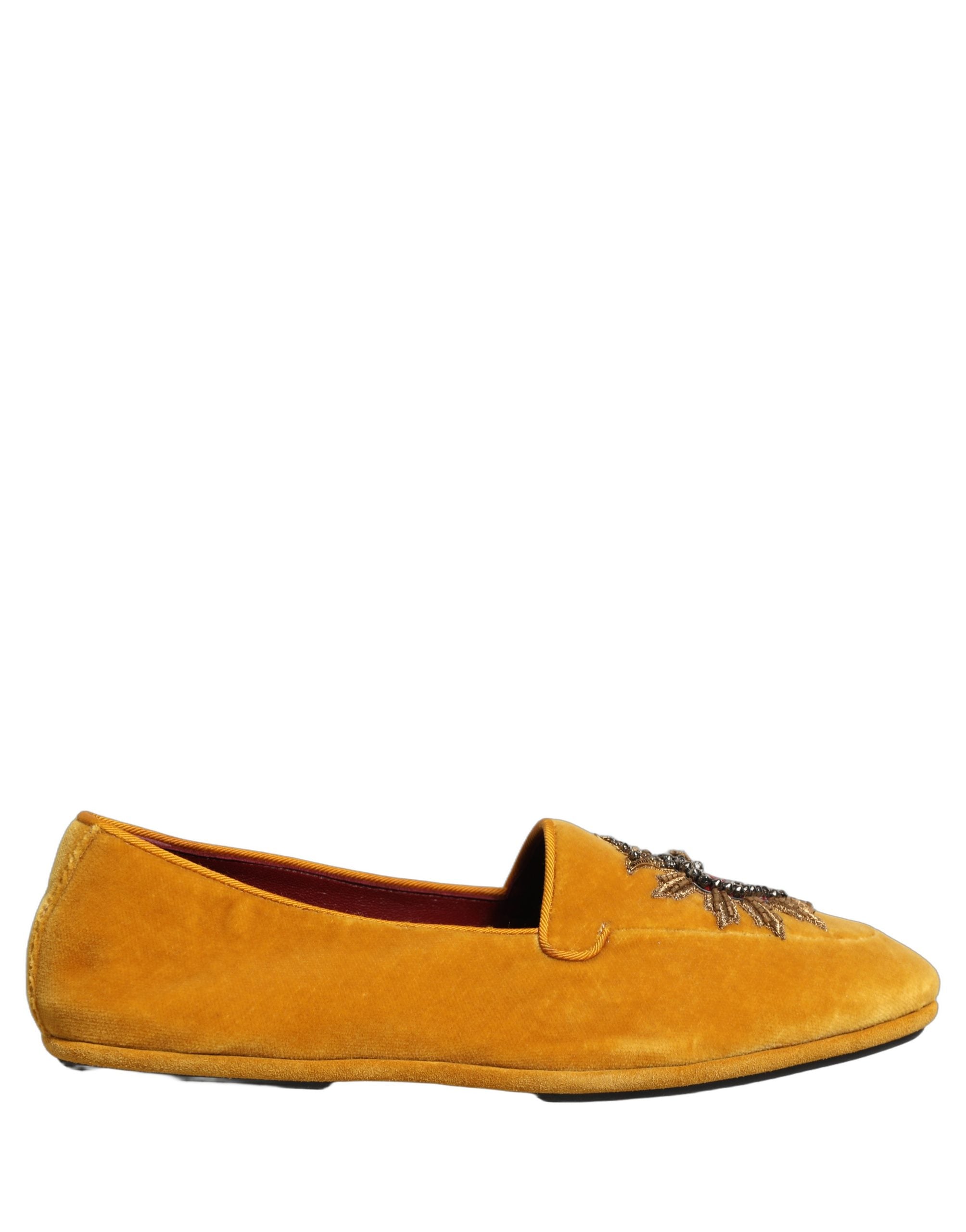 Chaussures Dolce & Gabbana loafers en velours jaune avec cœur DG, chaussures plates élégantes pour femmes.