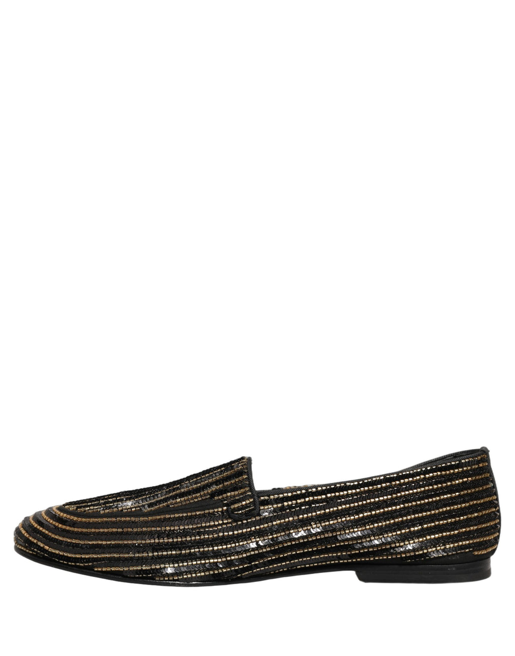 Chaussures mocassins pour homme Dolce & Gabbana noires avec sequins dorés et détails élégants.