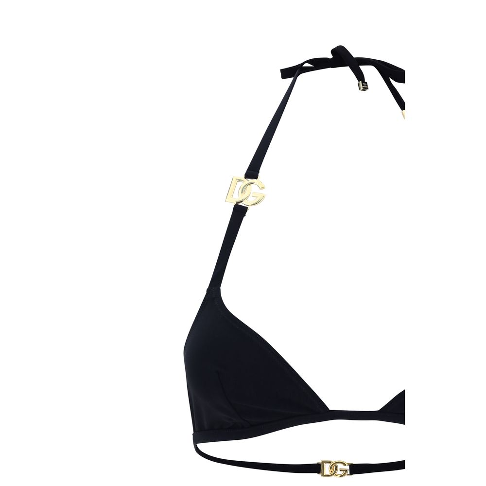 Maillot de bain bikini en nylon noir Dolce & Gabbana, design élégant avec détails modernes et coupe ajustée.