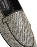 Chaussures mocassins hommes Dolce & Gabbana en argent avec cristaux brillants, élégantes et sophistiquées.
