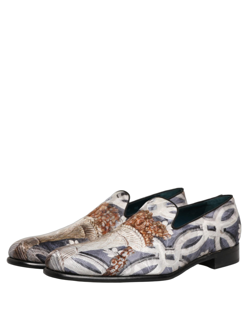 Chaussures mocassins Dolce & Gabbana avec broderie florale multicolore et tapisseries, élégantes et ornées de motifs floraux.