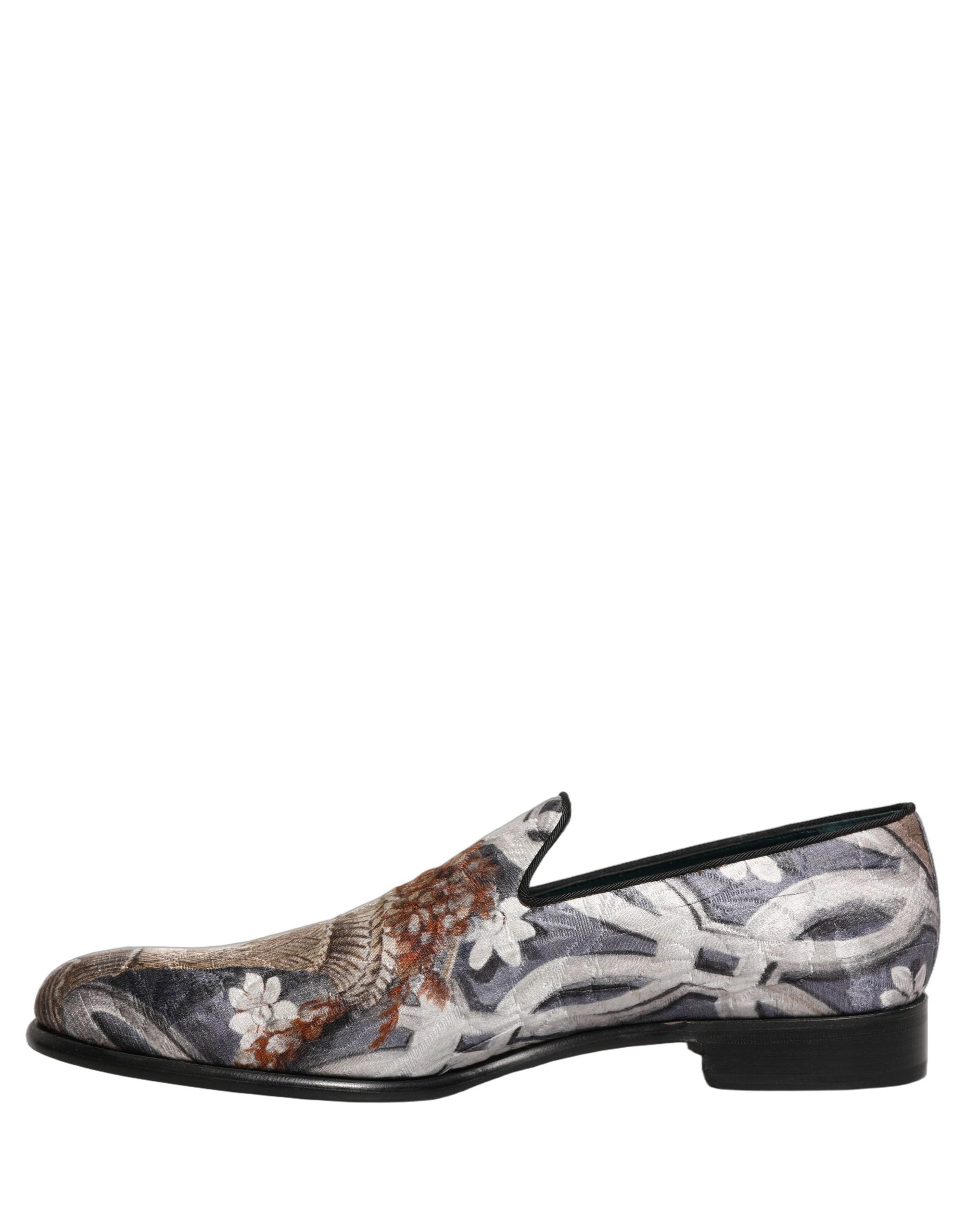 Chaussures mocassins Dolce & Gabbana en tapisseries florales multicolores avec broderie détaillée et design élégant.