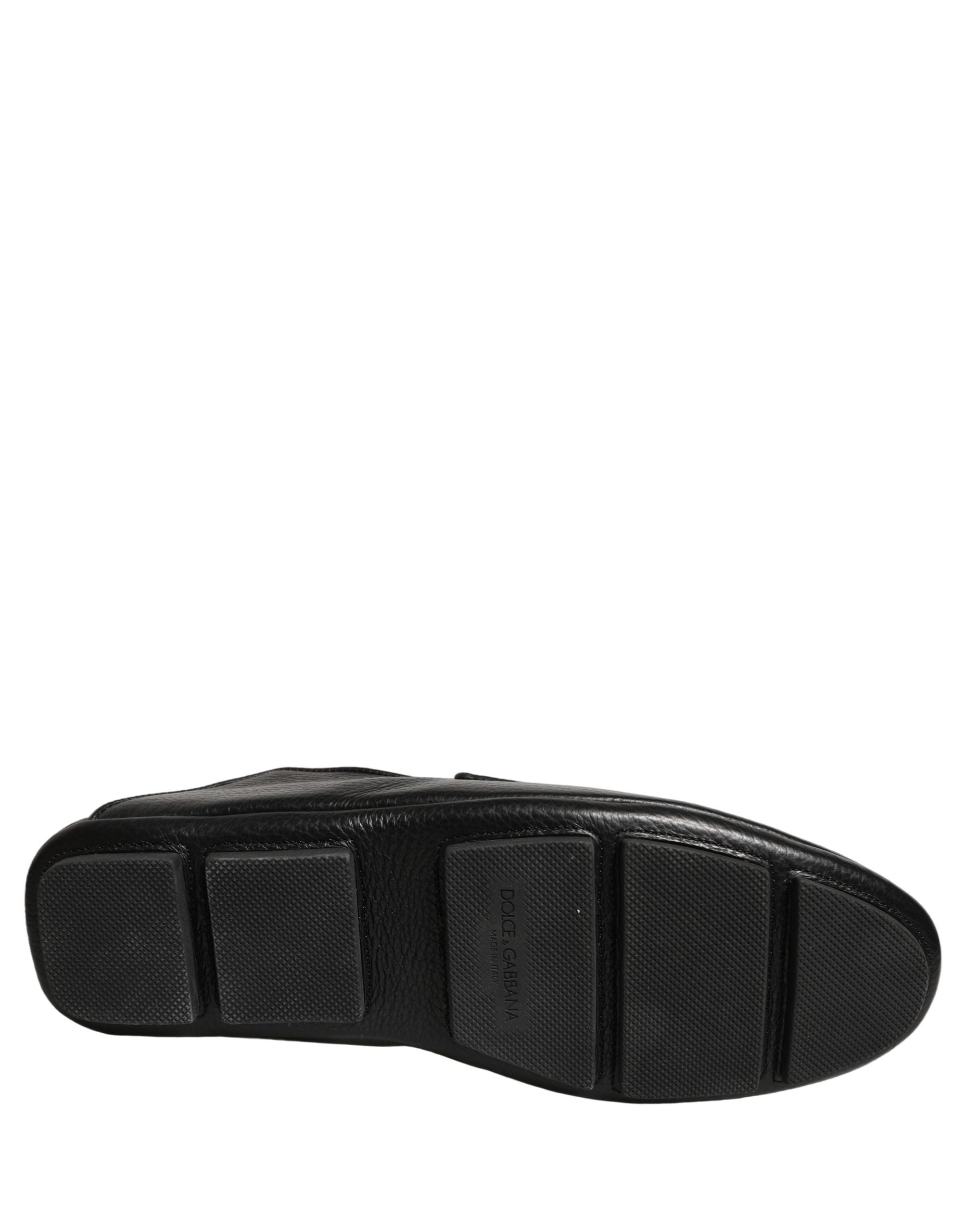 Chaussures mocassins Dolce & Gabbana en cuir de cerf noir, style décontracté et élégant pour homme.