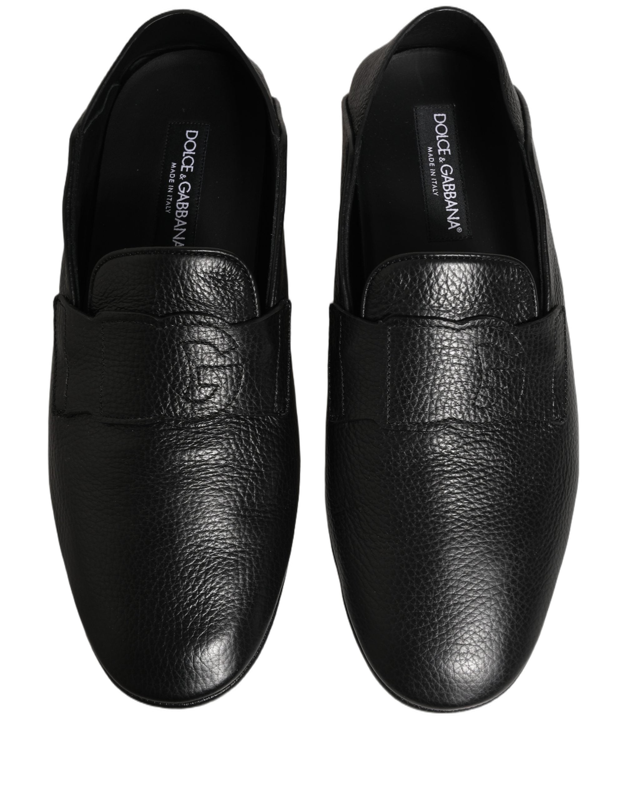 Chaussures mocassins en cuir de cerf noir Dolce & Gabbana, chaussures de conduite élégantes et sophistiquées.
