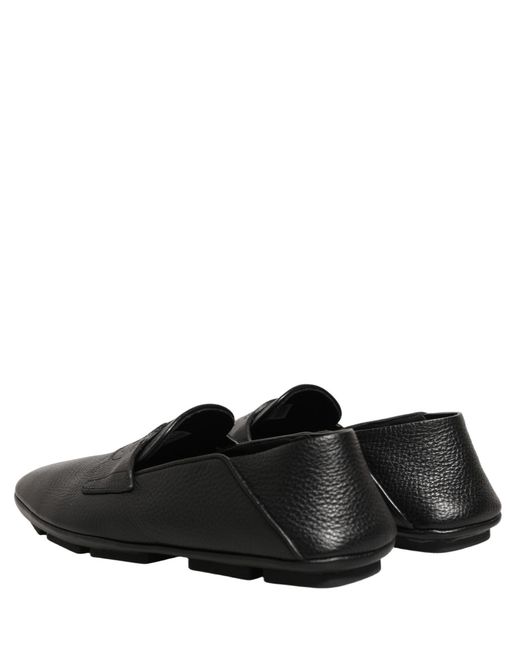 Chaussures mocassins en cuir de cerf noir Dolce & Gabbana pour hommes, détail élégant et finition raffinée.