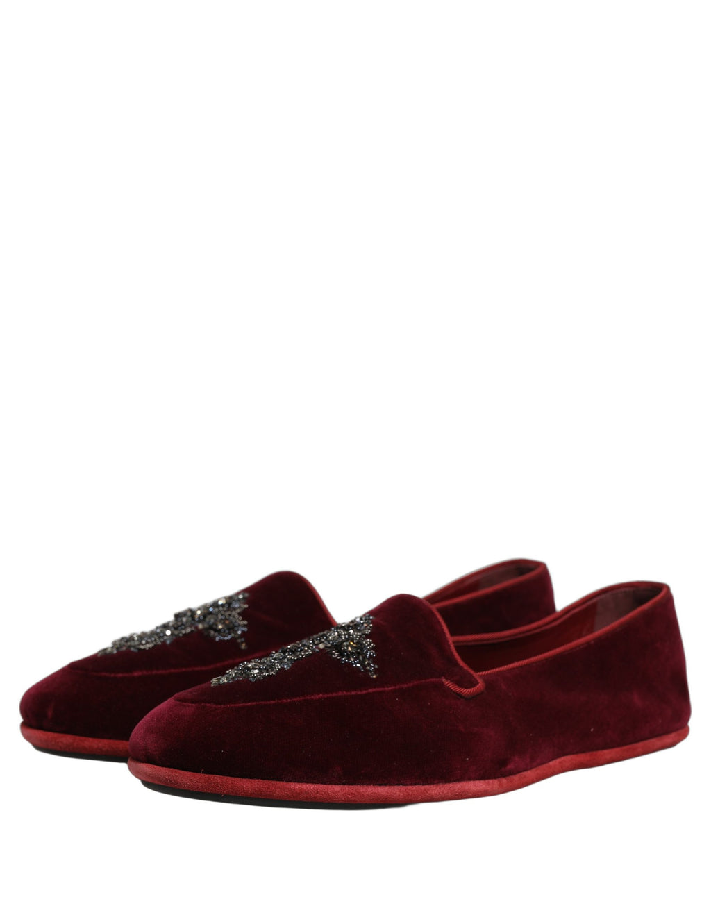 Chaussures mocassins pour homme Dolce & Gabbana en daim rouge orné de détails embellis, élégantes et sophistiquées.