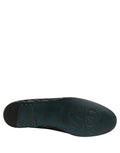 Chaussures loafers en velours noir Dolce & Gabbana avec coutures en diamant, élégantes et raffinées.