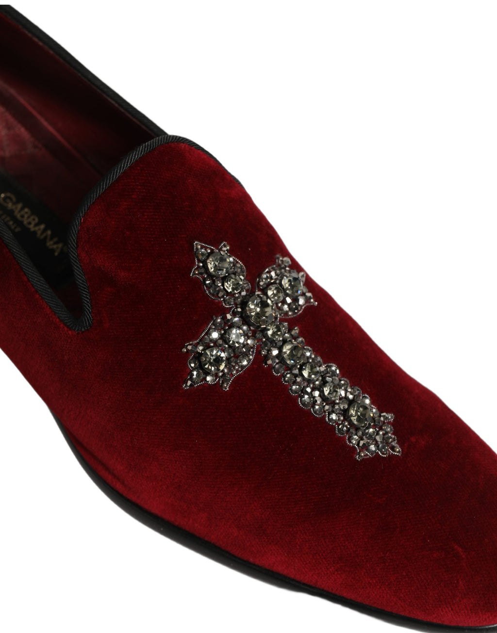 Chaussures mocassins Dolce & Gabbana en daim bordeaux, style croisé et slip-on, pour homme, vue de face