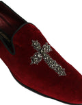 Chaussures mocassins Dolce & Gabbana en daim bordeaux, style croisé et slip-on, pour homme, vue de face