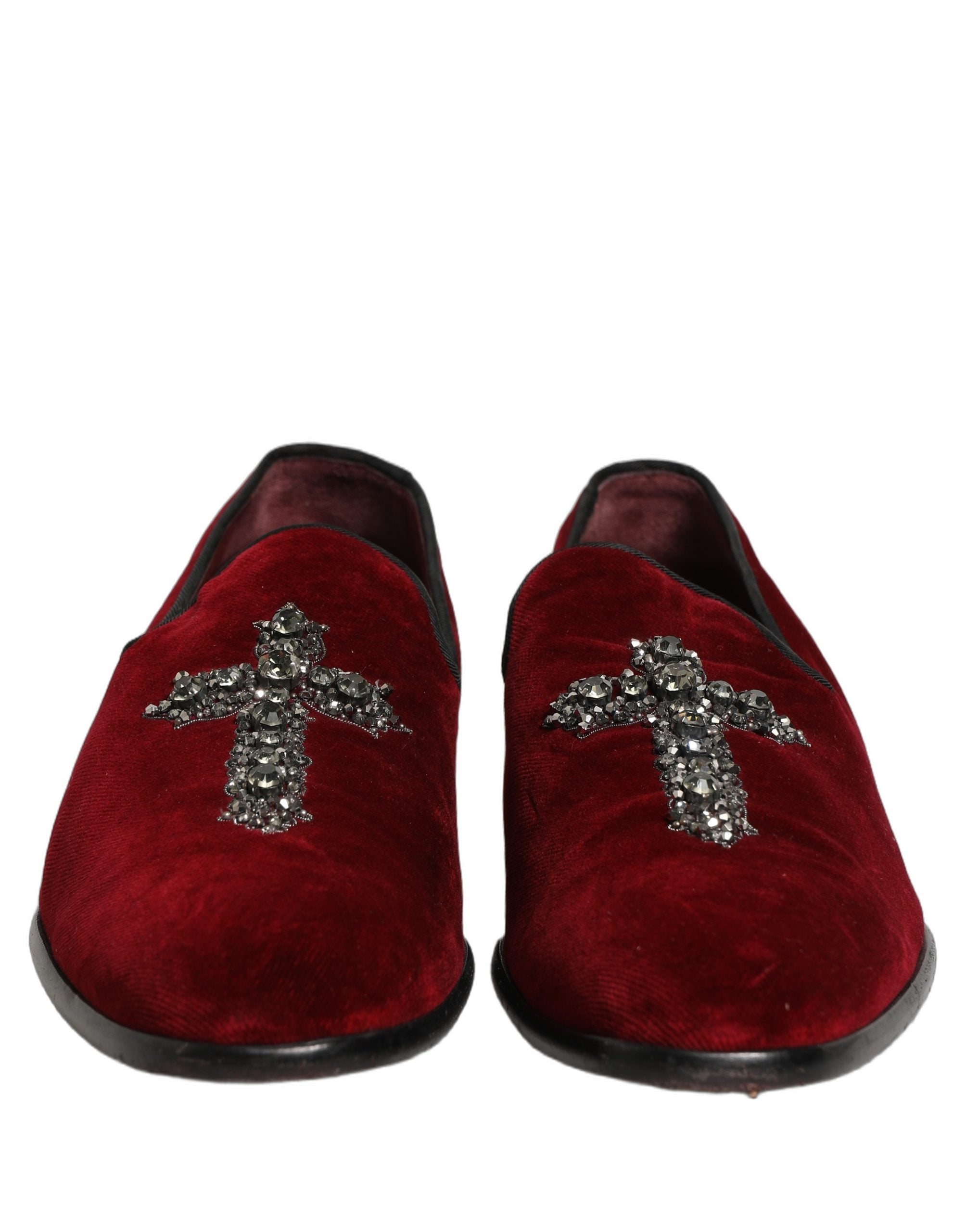 Chaussures mocassins en daim bordeaux Dolce & Gabbana, style slip-on pour hommes, élégantes et confortables.