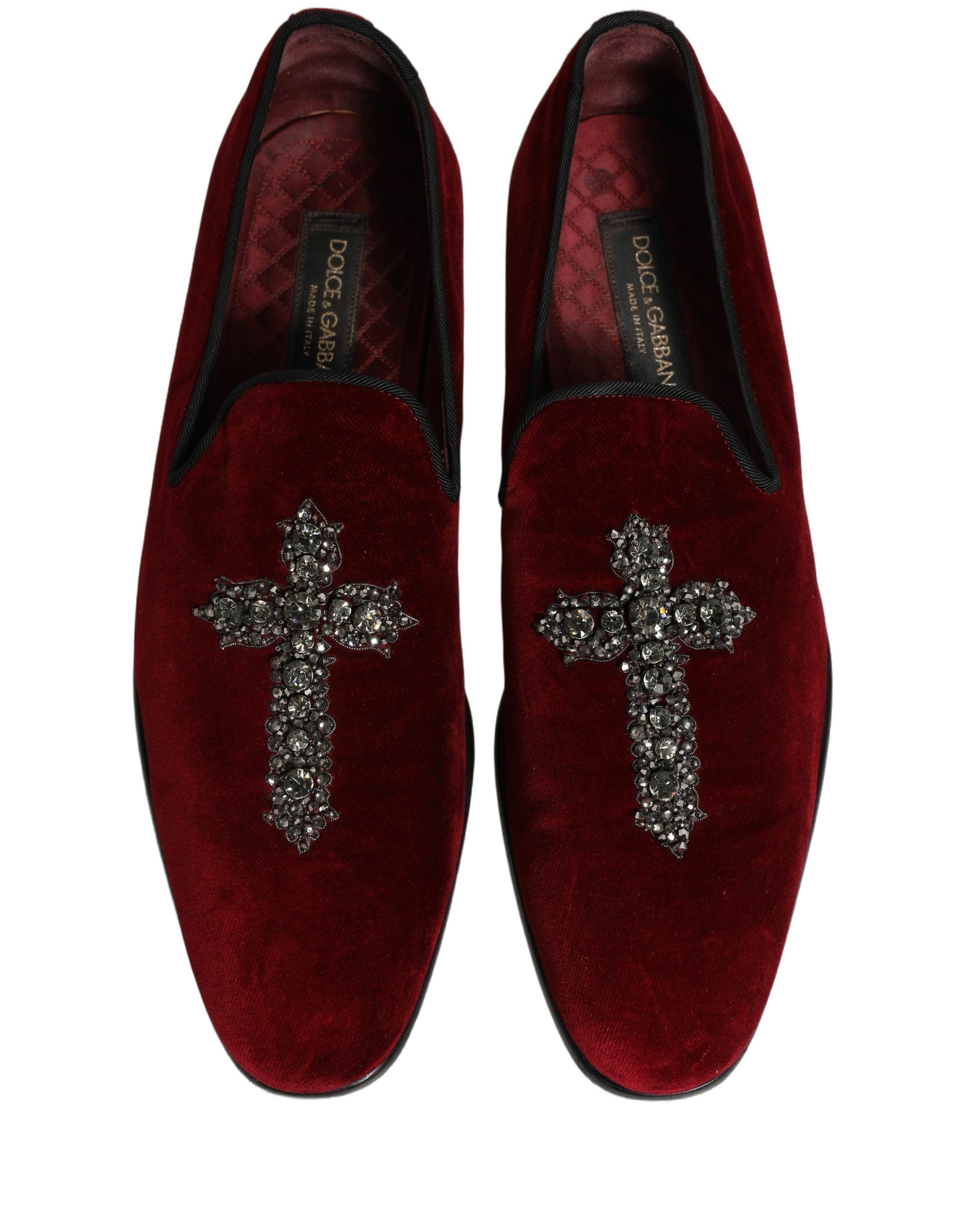 Chaussures mocassins habillés en daim bordeaux Dolce & Gabbana, style slip-on, pour hommes élégants.