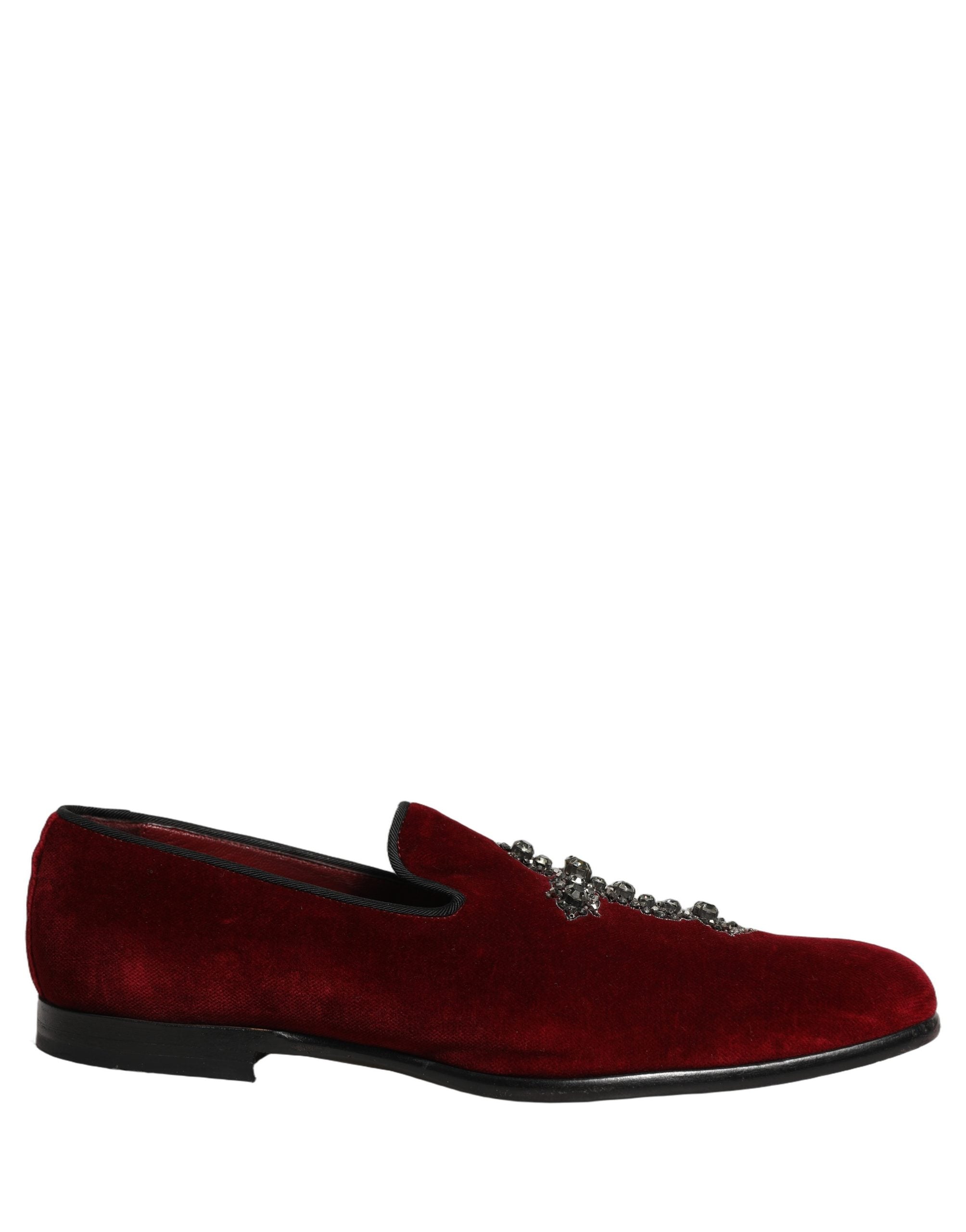 Chaussures Dolce & Gabbana en daim bordeaux à enfiler, mocassins à talon bas pour homme, style élégant et sophistiqué