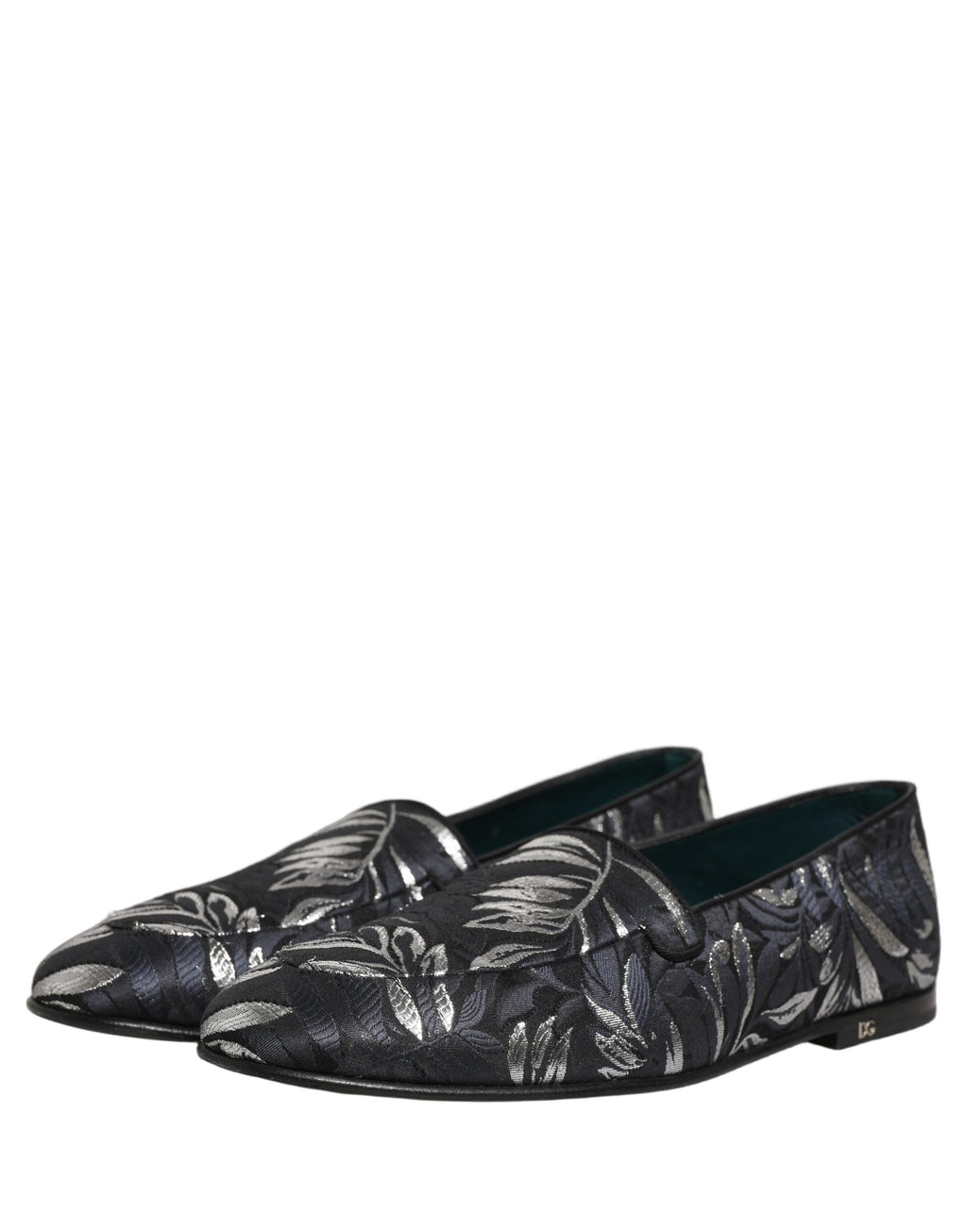 Chaussures mocassins Dolce & Gabbana pour hommes avec broderie de feuilles noires, élégantes et sophistiquées.