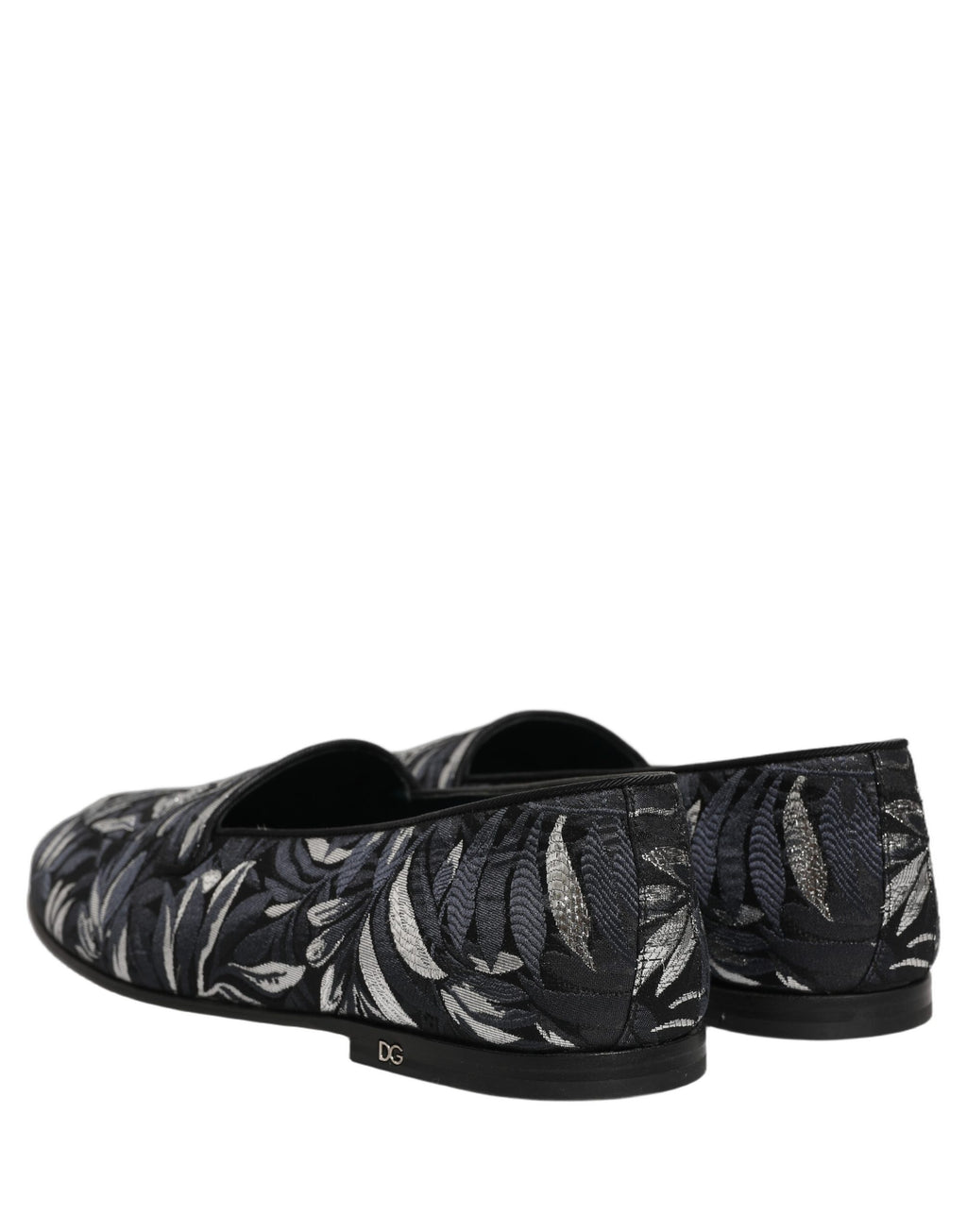 Chaussures mocassins Dolce & Gabbana pour homme avec broderie de feuilles noire, élégantes et sophistiquées.