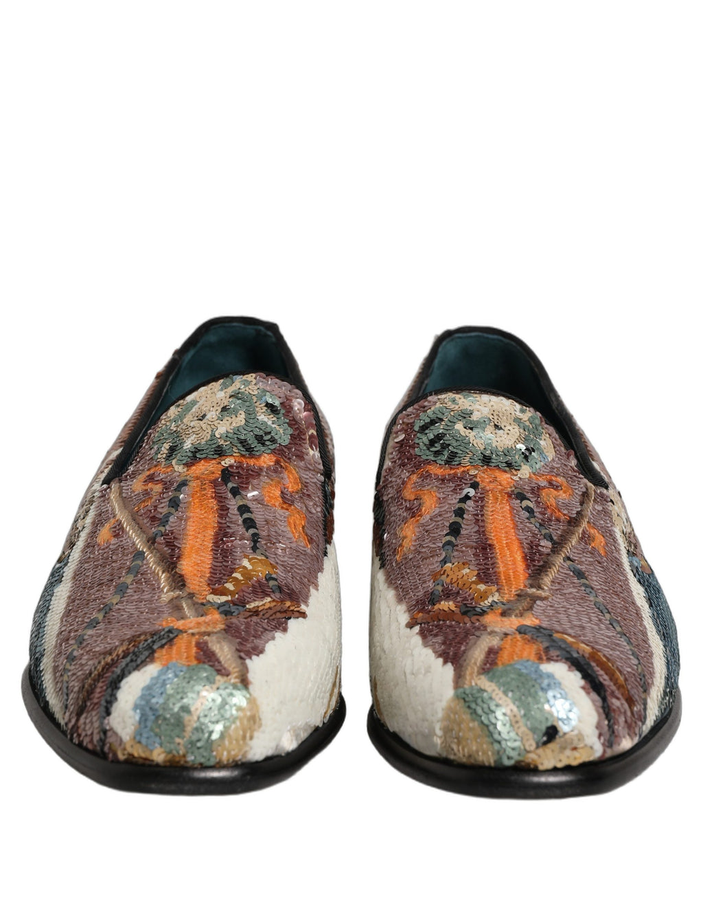 Chaussures mocassins Dolce & Gabbana multicolores avec broderies et sequins, élégantes et colorées, pour un style sophistiqué.