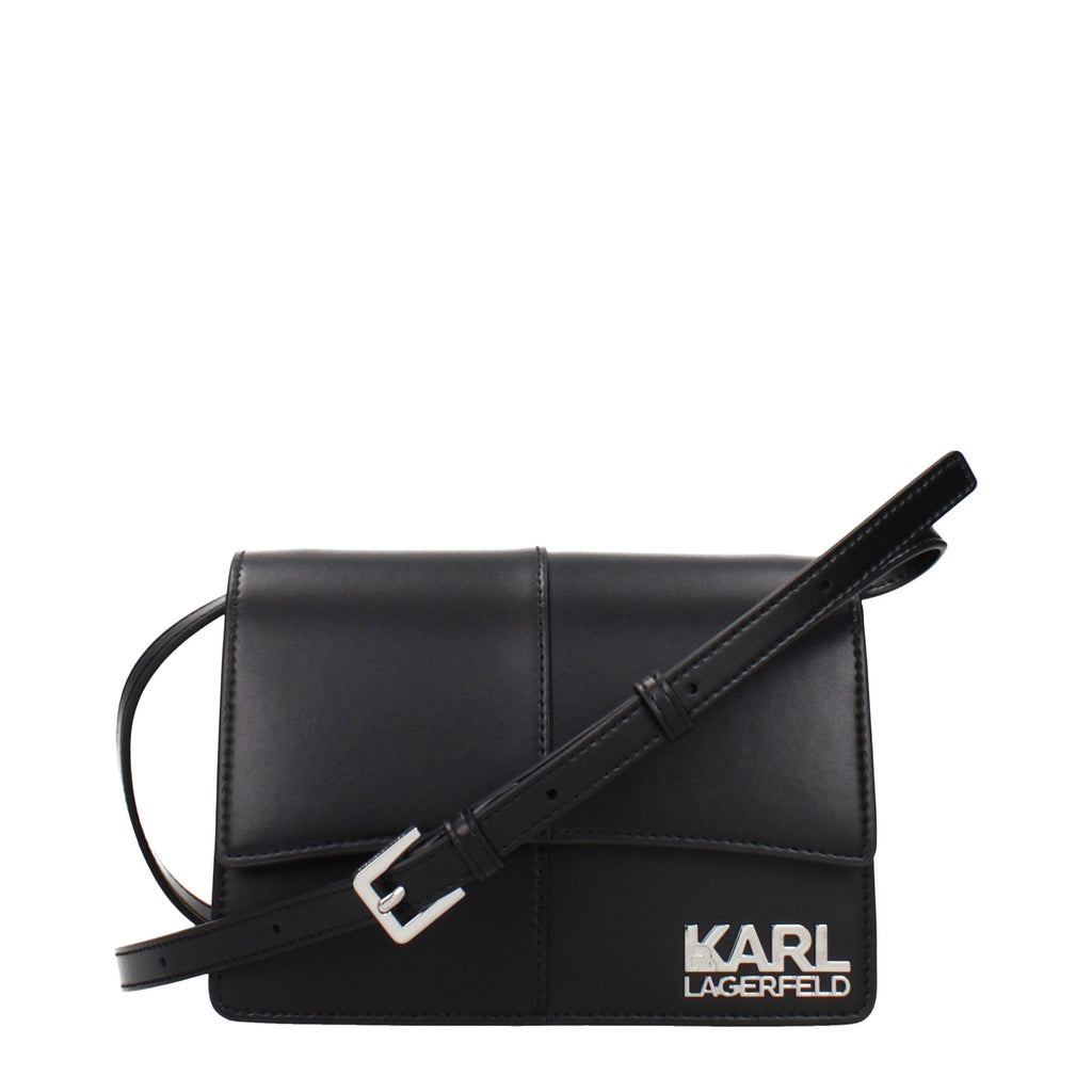 Sac baguette Karl Lagerfeld noir en polyéthylène avec bandoulière, mode élégante et moderne.