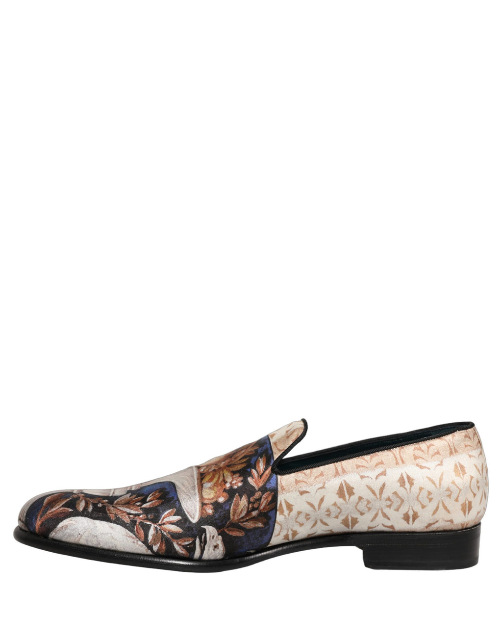 Chaussures mocassins en velours Dolce & Gabbana à motif fruit multicolore, élégantes et colorées.