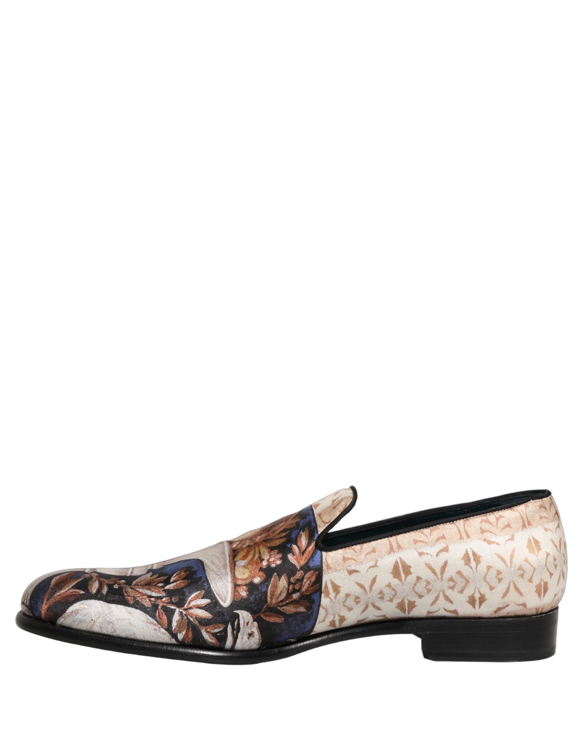 Chaussures mocassins en velours Dolce & Gabbana à motif fruit multicolore, élégantes et colorées.