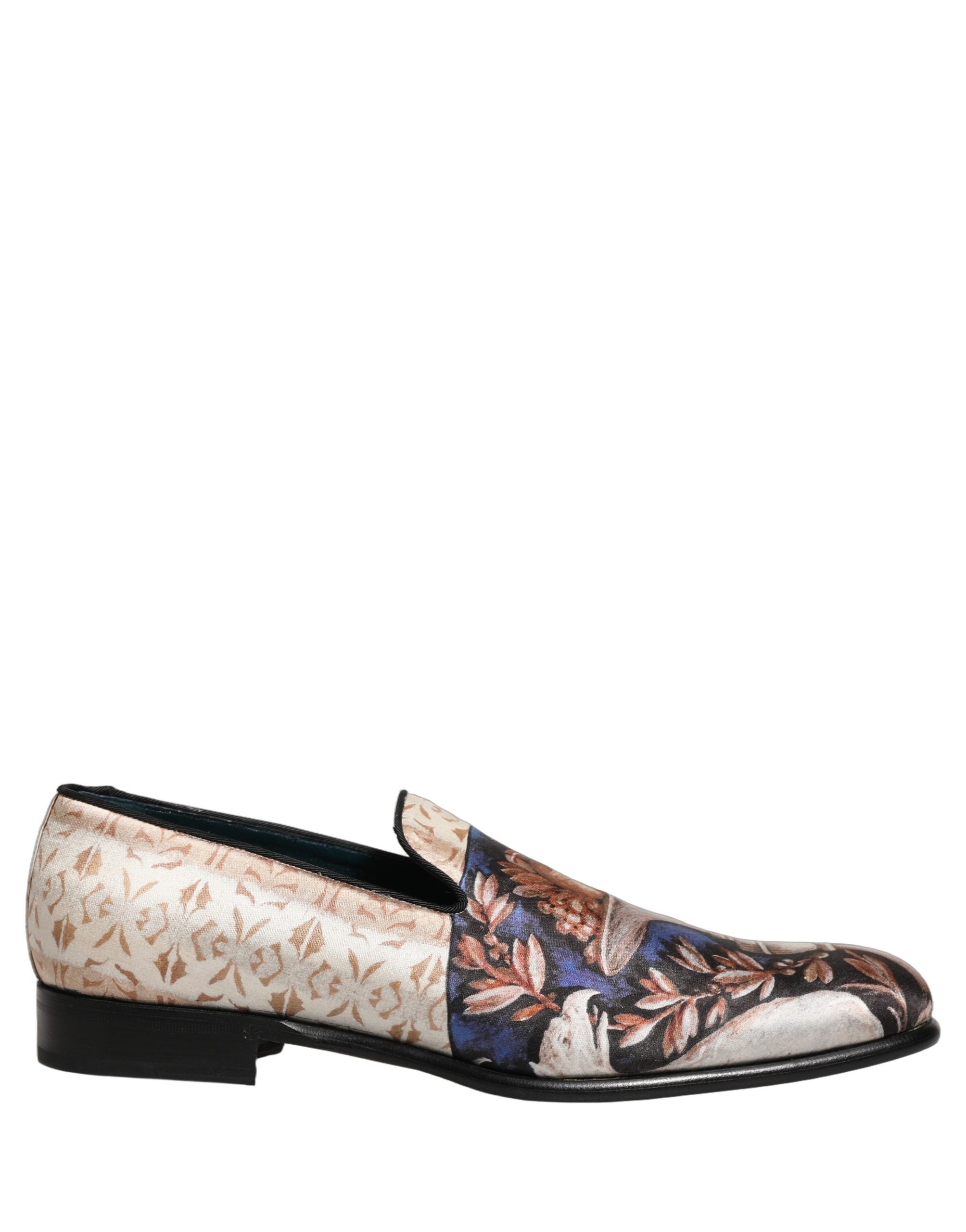 Chaussures loafers en velours Dolce & Gabbana à motif fruit multicolore, élégantes et colorées, pour un style chic.