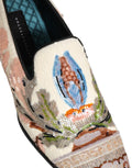 Chaussures mocassins Dolce & Gabbana à sequins multicolores et broderies, élégantes et raffinées.