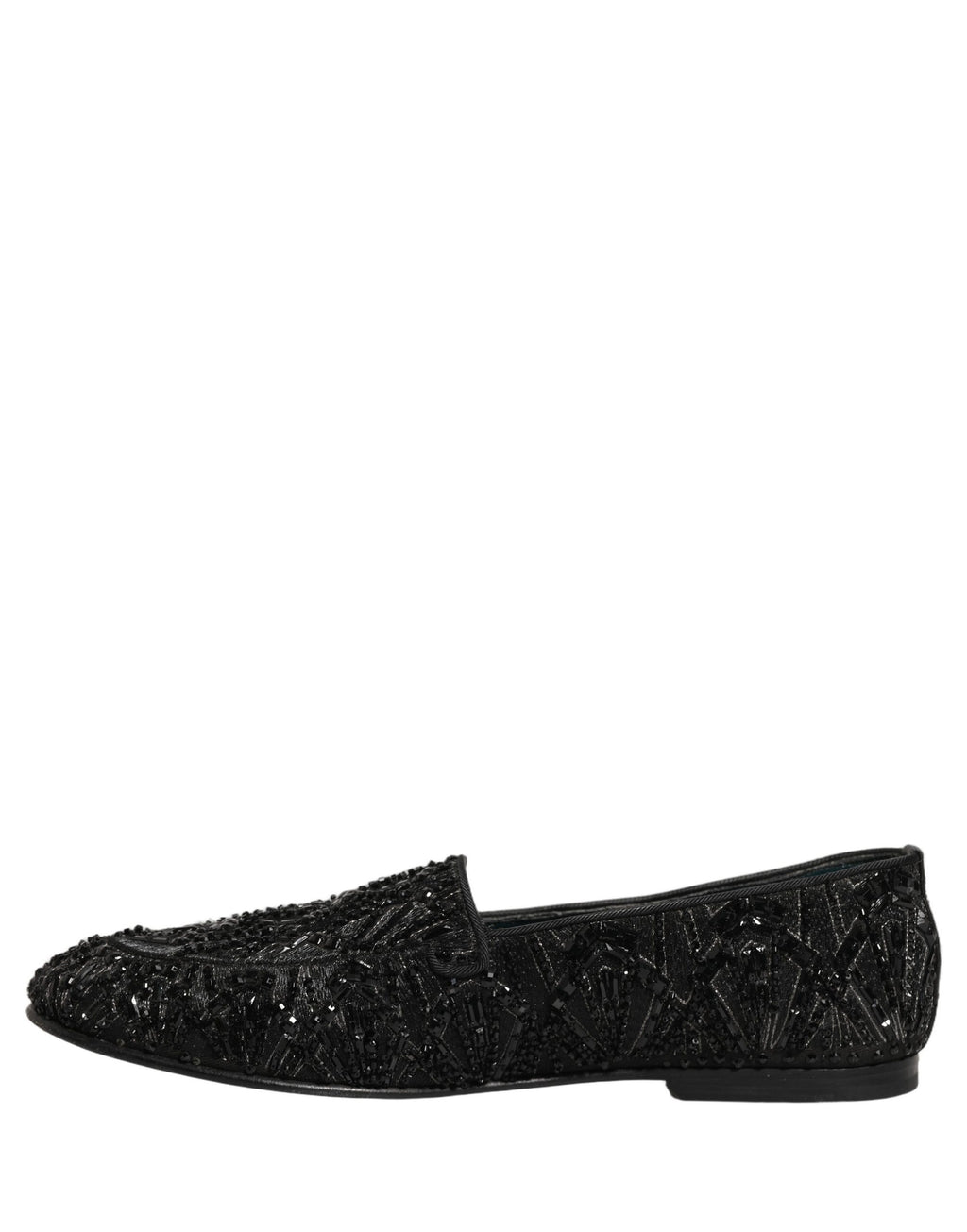 Chaussures loafers en velours noir Dolce & Gabbana avec broderies élégantes et détails sophistiqués.