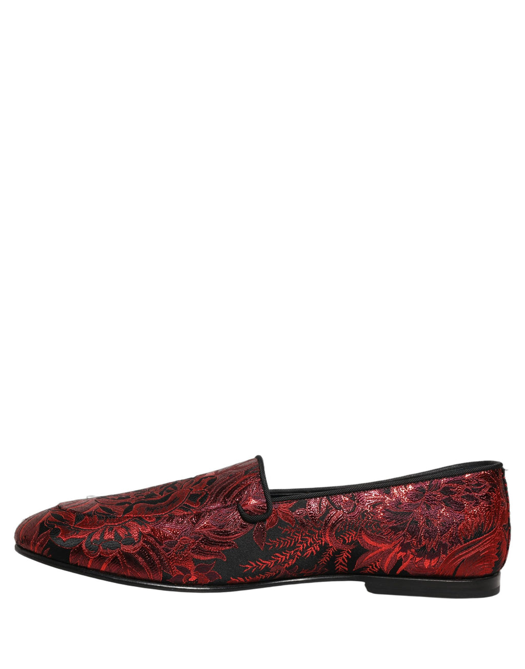 Chaussures mocassins Dolce & Gabbana en jacquard floral rouge, style slip-on, élégantes et confortables pour homme.