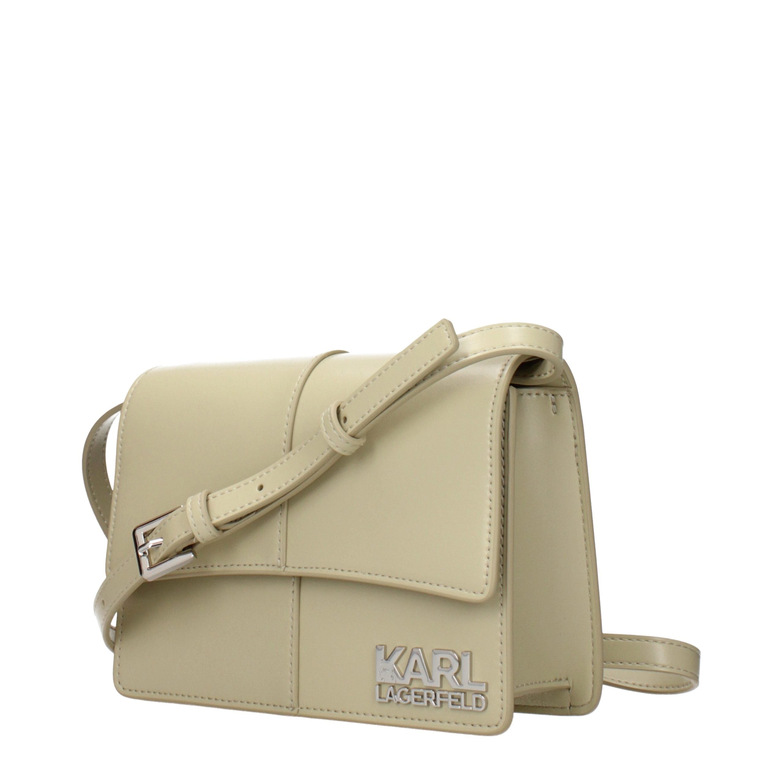 Sac bandoulière en polyethylene vert de Karl Lagerfeld, avec logo visible, design moderne et élégant.