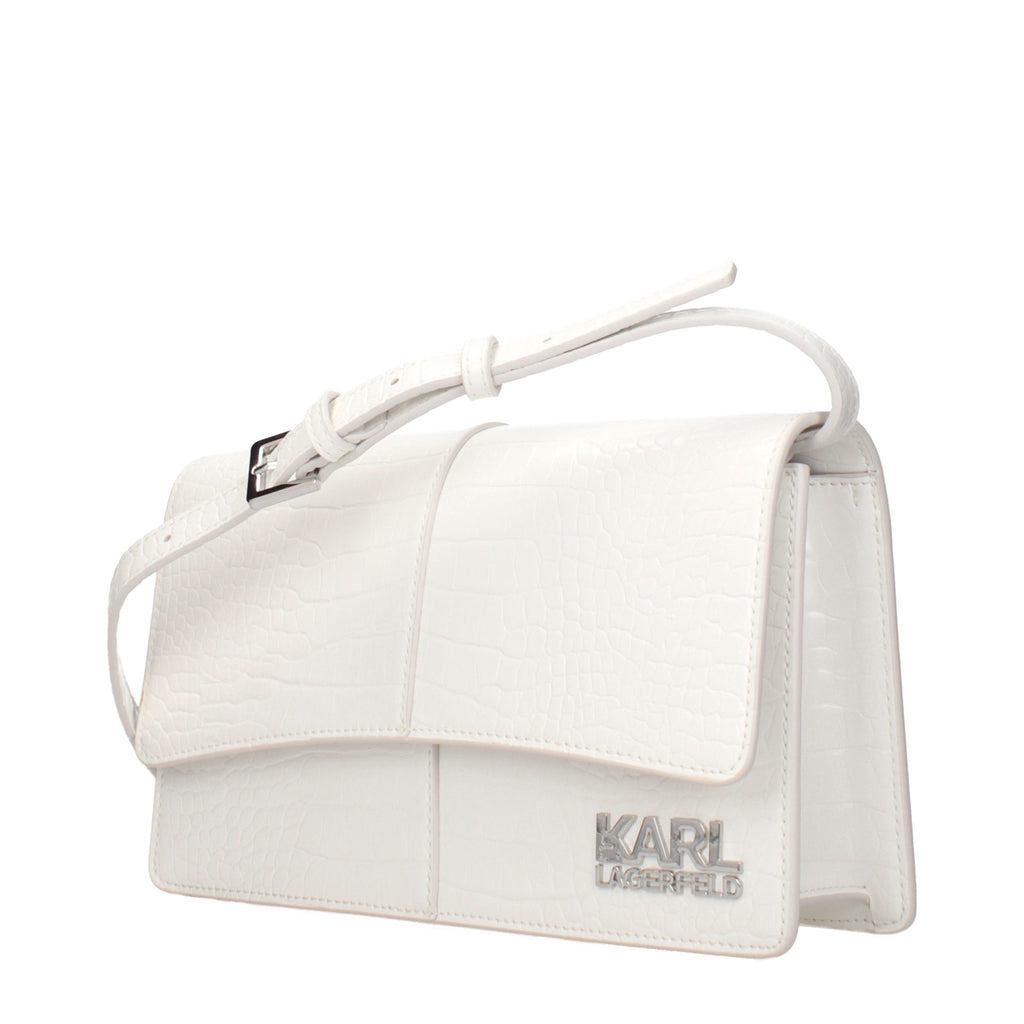 Sac à bandoulière en polyethylene blanc de Karl Lagerfeld, avec logo visible et design élégant.