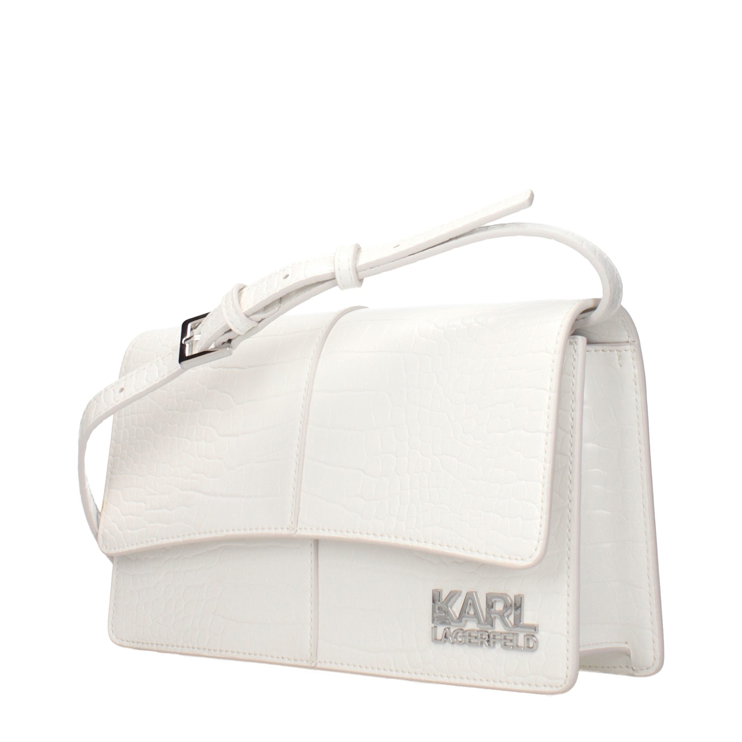 Sac à bandoulière en polyethylene blanc de Karl Lagerfeld, avec logo visible et design élégant.